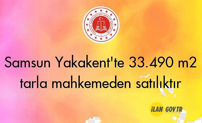 Samsun Yakakent'te 33.490 m2 tarla mahkemeden satılıktır