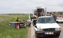 Havza'da otomobille çarpışan engelli motosiklet sürücüsü yaralandı