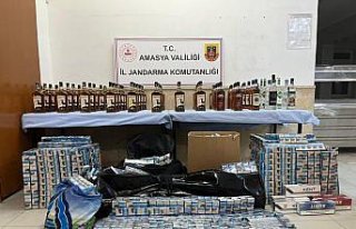 Amasya'da gümrük kaçağı sigara ile alkol...