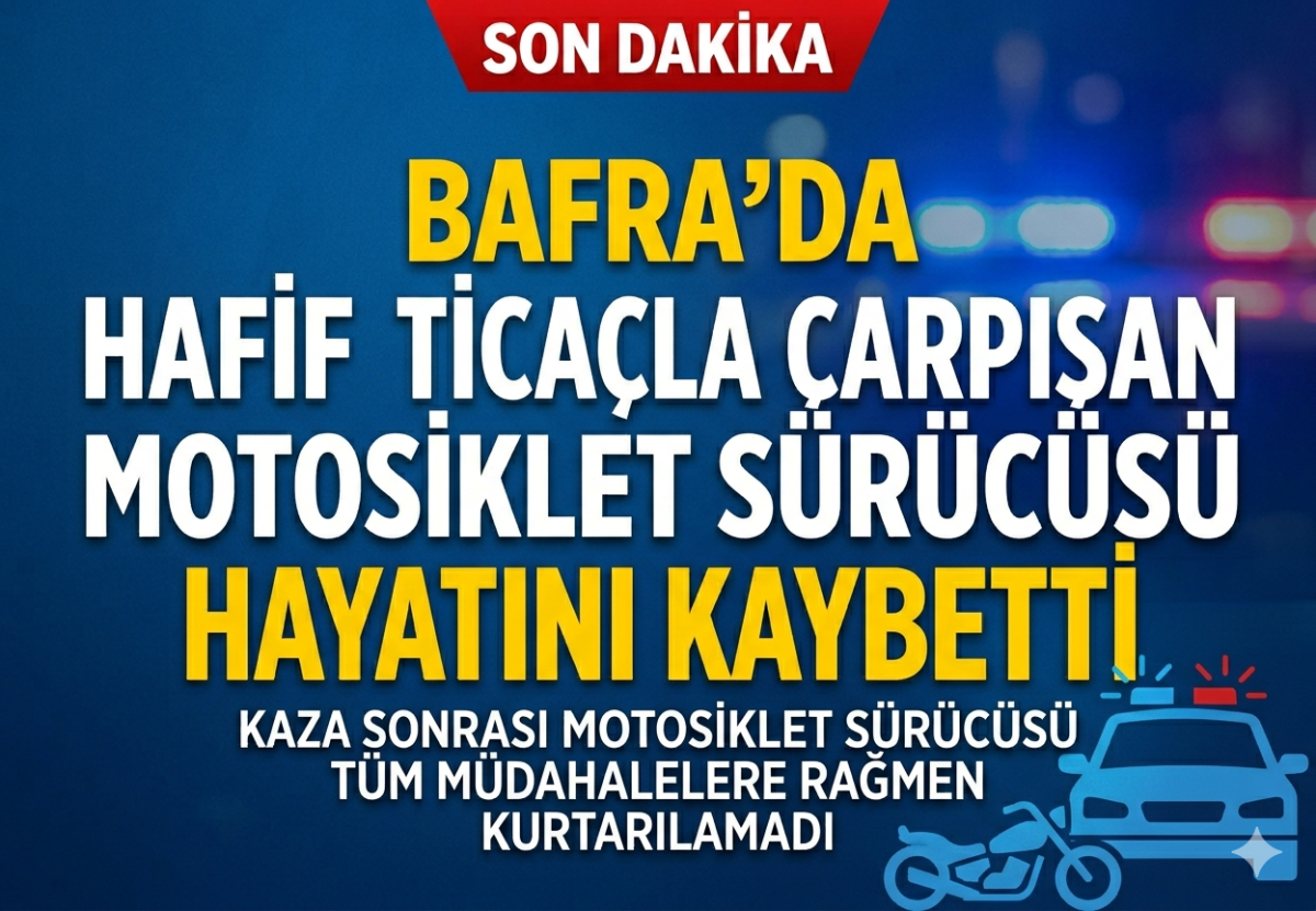 Bafra'da hafif ticari aracın çarptığı motosiklet sürücüsü öldü