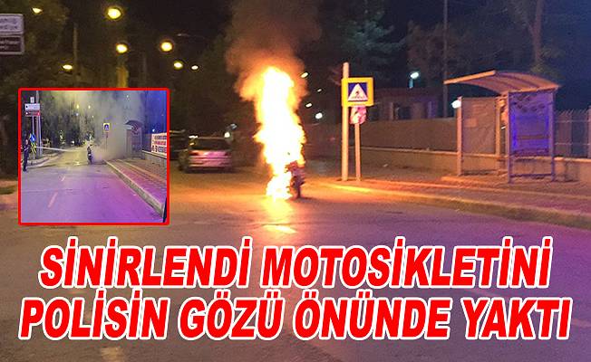 Polise kızan sürücü ateşe verdi