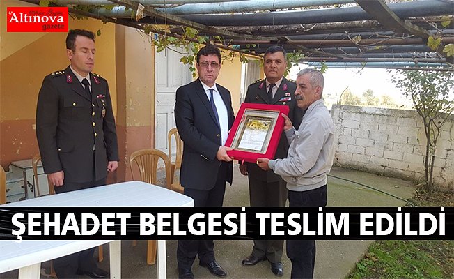 Bafralı şehide şehadet belgesi