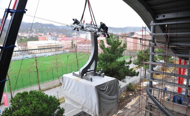 Beşikdüzü'ndeki teleferikte ilk deneme yapıldı