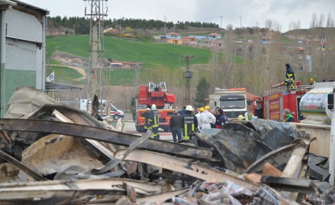 Çorum'da yumurta viyolü fabrikasında yangın