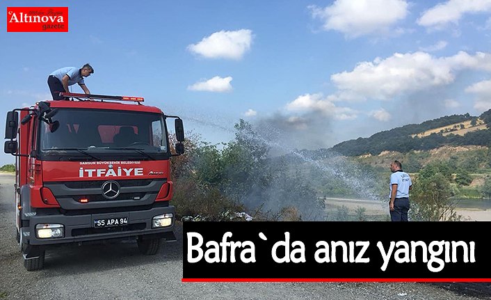 Bafra`da anız yangını