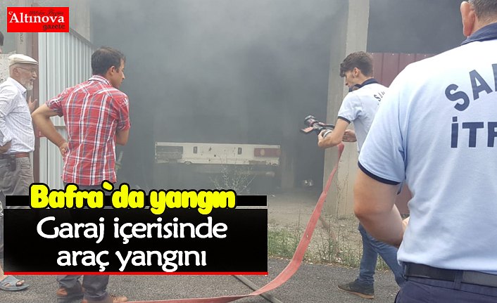 Garaj içerisinde araç yangını