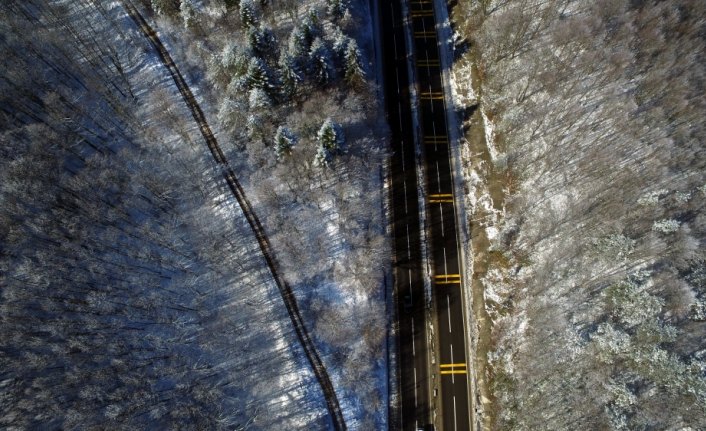 Bolu Dağı'nın kar manzarası havadan görüntülendi