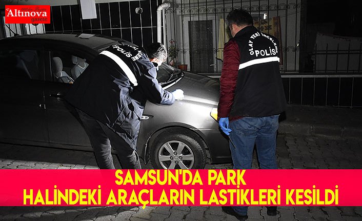 Samsun'da park halindeki araçların lastikleri kesildi 