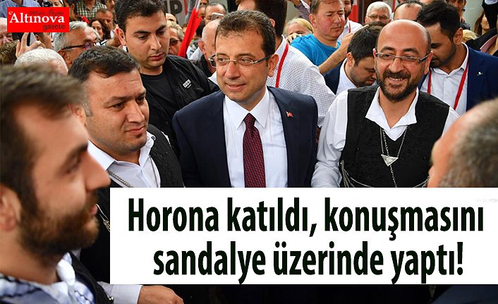 Horona katıldı, konuşmasını sandalye üzerinde yaptı!