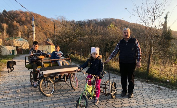 Atık malzemelerden bisiklet yapan imam çocukları sevindiriyor