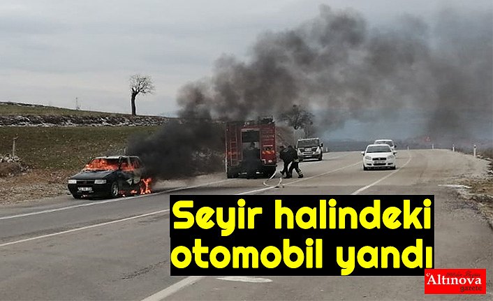 Seyir halindeki otomobil yandı