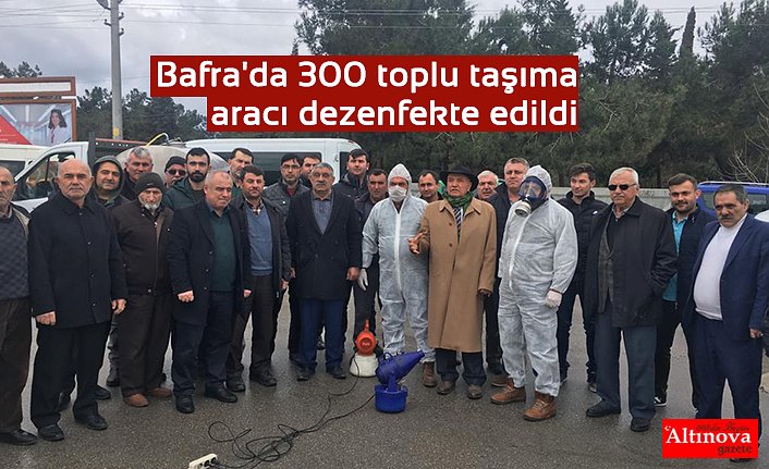 Bafra'da 300 toplu taşıma aracı dezenfekte edildi