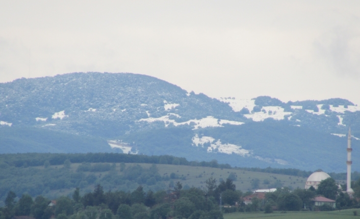 Samsun'un Kavak ve Ladik ilçelerine mayıs ayında kar yağdı