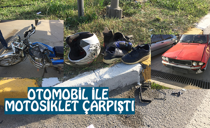 OTOMOBİL İLE MOTOSİKLET ÇARPIŞTI