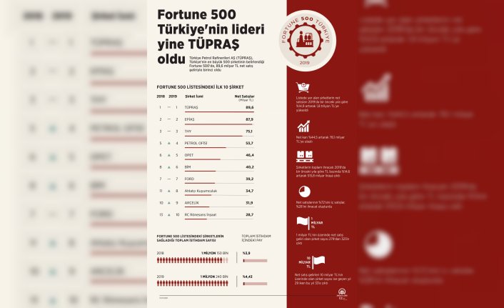 Fortune 500 Türkiye'nin lideri yine TÜPRAŞ oldu