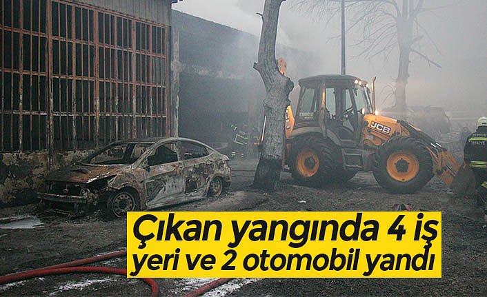 Çıkan yangında 4 iş yeri ve 2 otomobil yandı