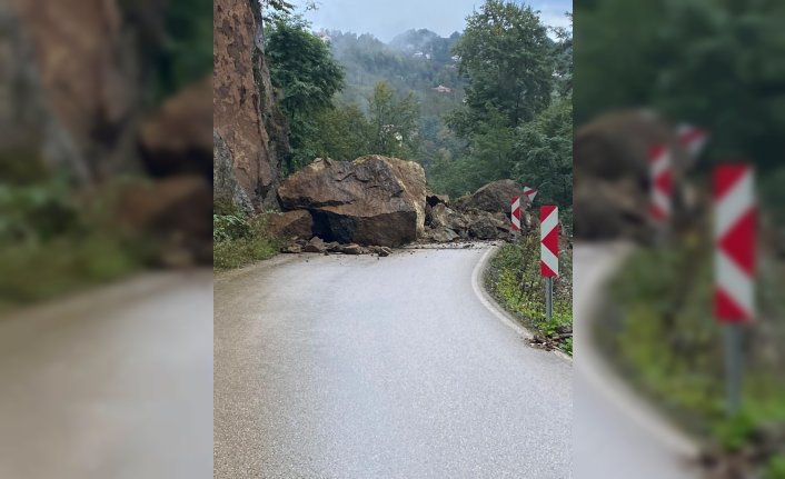 Ordu'da sağanağın ardından yolda heyelan meydana geldi