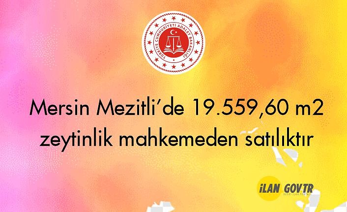 Mersin Mezitli’de 19.559,60 m² zeytinlik mahkemeden satılıktır