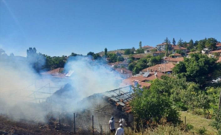 Alacahöyük Ören Yeri'ndeki yangına müdahale ediliyor