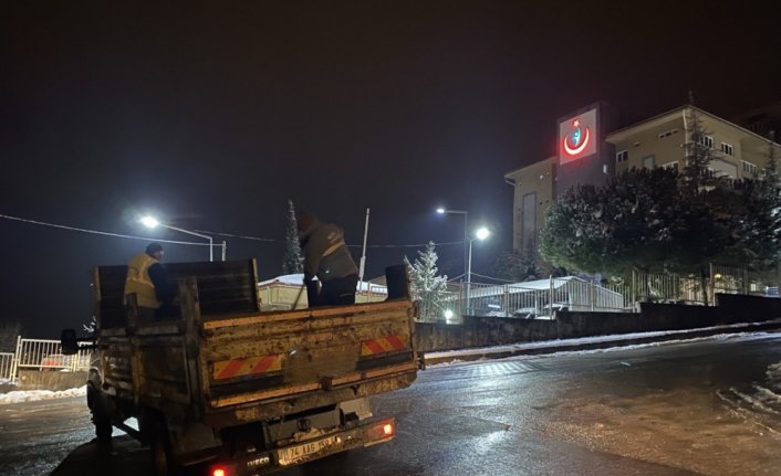 Bartın'da buzlanmaya karşı tuzlama çalışması yapılıyor