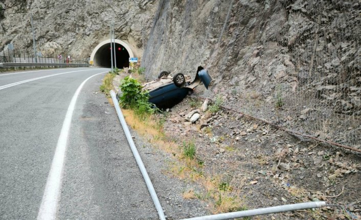 Artvin'de otomobilin aydınlatma direğine çarptığı kazada 2 kişi yaralandı