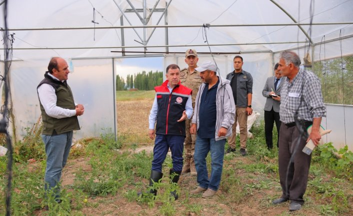 Bayburt Valisi Eldivan dolu ve sağanaktan zarar gören alanları inceledi