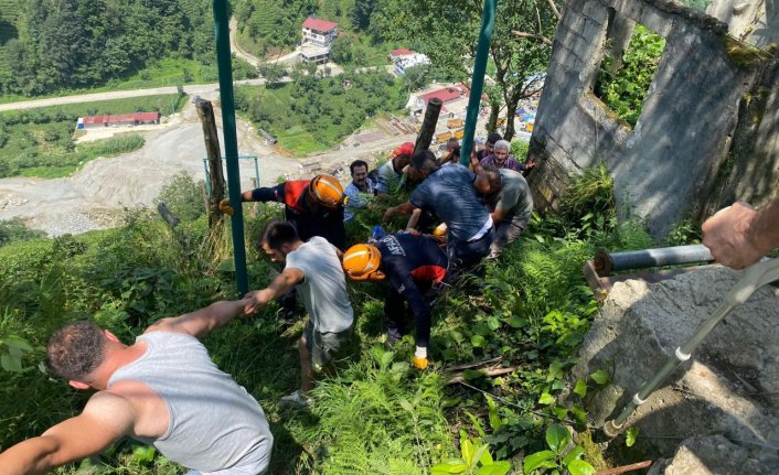 Rize'de ilkel teleferiğe çay yüklediği sırada akıma kapılan kişi yaralandı