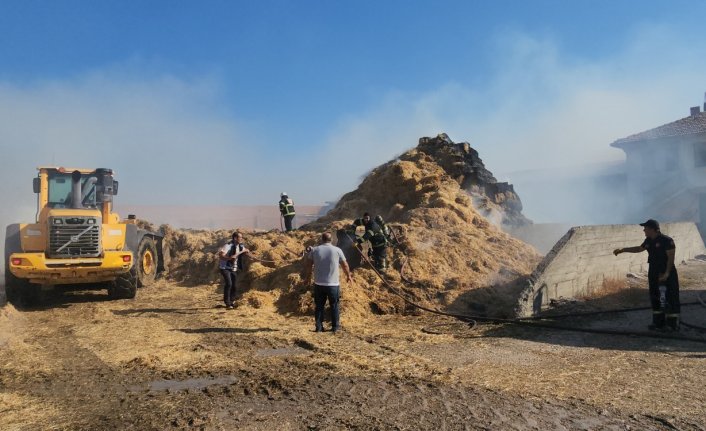 Amasya'da çıkan yangında 80 ton saman yandı