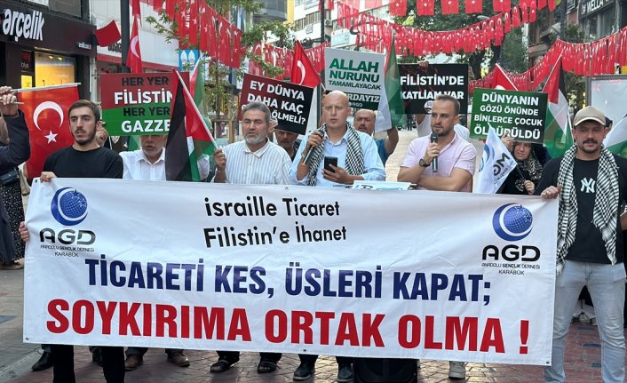 Karabük'te İsrail'in Filistin'e yönelik saldırıları protesto edildi