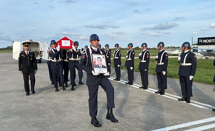 Ordu'da kontrol noktasında motosikletin çarptığı jandarma personelinin naaşı Samsun'a getirildi