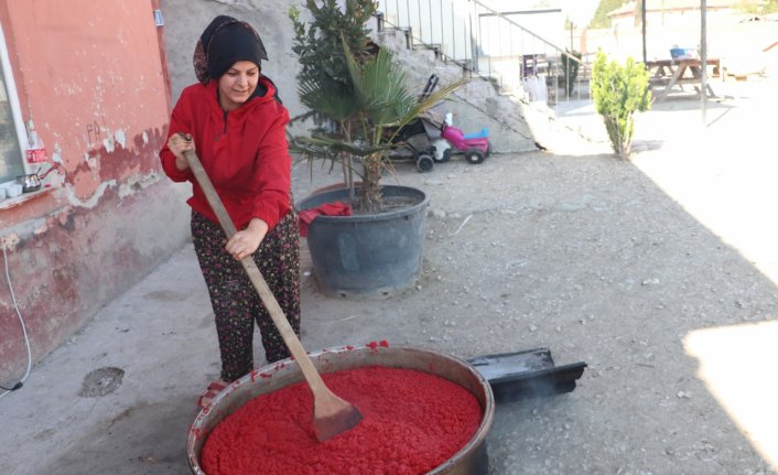 Samsun'da kadınlar mevsiminde domatesi salça yaparak değerlendiriyor