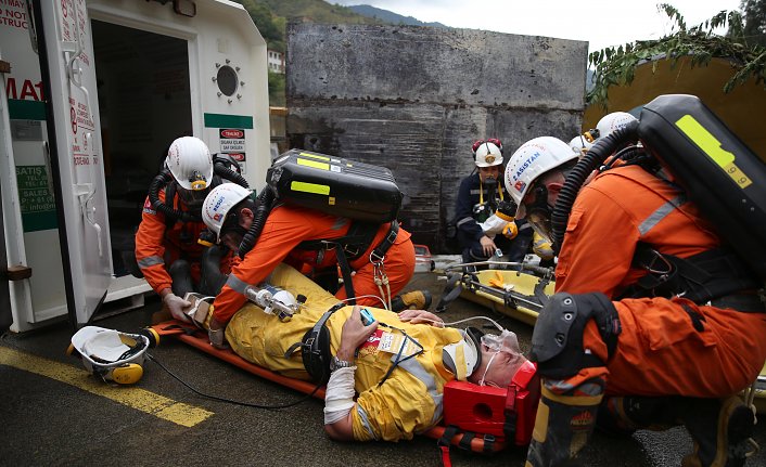 Rize'de maden sahasında yangın söndürme ve arama kurtarma tatbikatı gerçekleştirildi