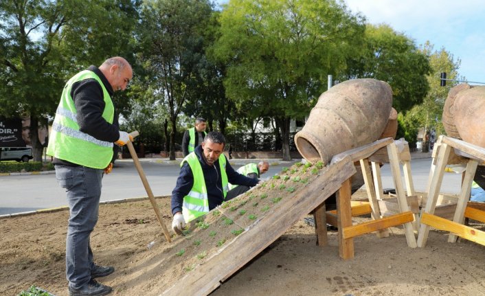 Turhal'da 101 bin çiçek toprakla buluşturuldu