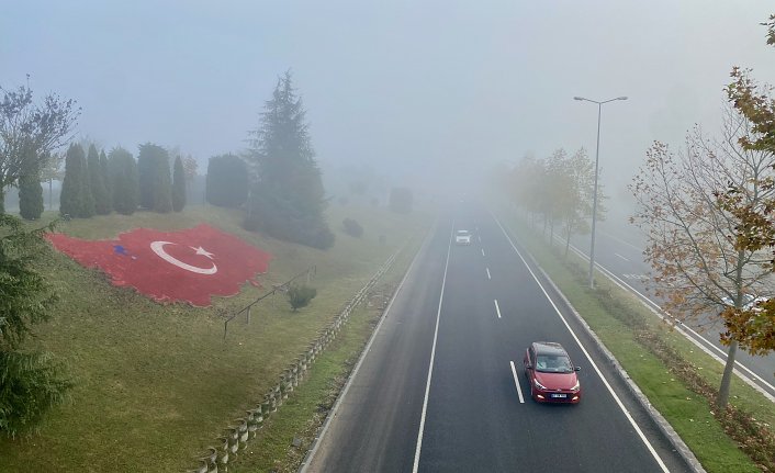 Anadolu Otoyolu'nun Düzce kesiminde sis görüş mesafesini düşürdü