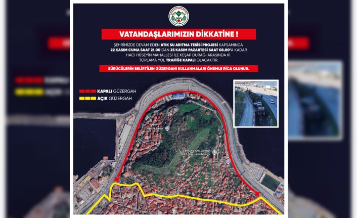 Giresun'da çalışma yapılacak yolun bir bölümü üç gün trafiğe kapatılacak