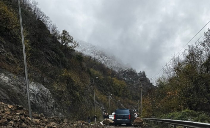 Karabük-Zonguldak kara yolundaki heyelan ulaşımı aksattı