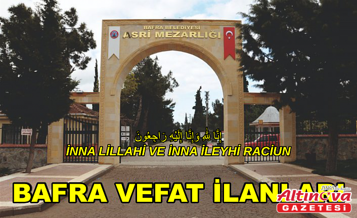 Bafra vefat ilanları