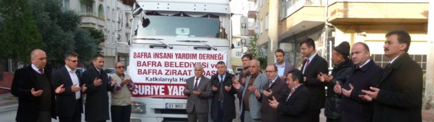 BAFRA’DAN SURİYE’YE 1 TIR İNSANİ YARDIM