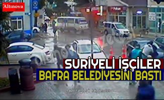 Bafra Belediyesini bastılar, yumruklar havada uçuştu