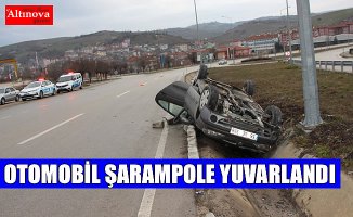 Otomobil şarampole yuvarlandı