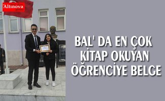 BAL' DA EN ÇOK KİTAP OKUYAN ÖĞRENCİYE BELGE