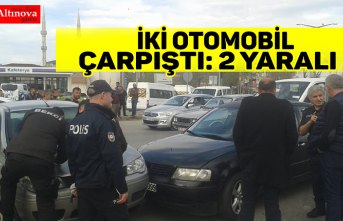 İKİ OTOMOBİL ÇARPIŞTI: 2 YARALI