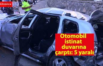 Otomobil istinat duvarına çarptı: 5 yaralı