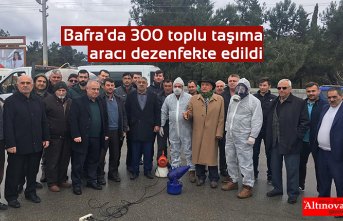 Bafra'da 300 toplu taşıma aracı dezenfekte edildi