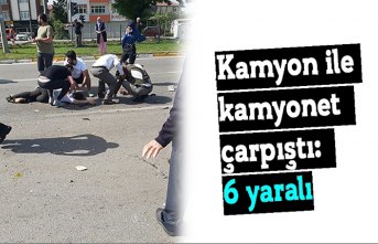 Kamyon ile kamyonet çarpıştı: 6 yaralı