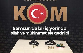 Samsun'da bir iş yerinde silah ve mühimmat ele geçirildi