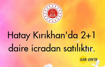 Hatay Kırıkhan'da 2+1 daire icradan satılıktır.