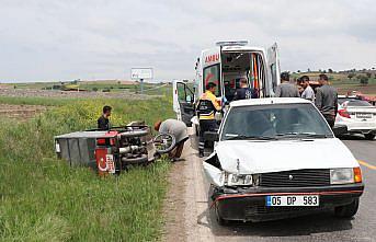 Havza'da otomobille çarpışan engelli motosiklet sürücüsü yaralandı