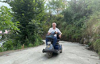 Trabzon'da bedensel engelli vatandaşın evinin yolu yapıldı