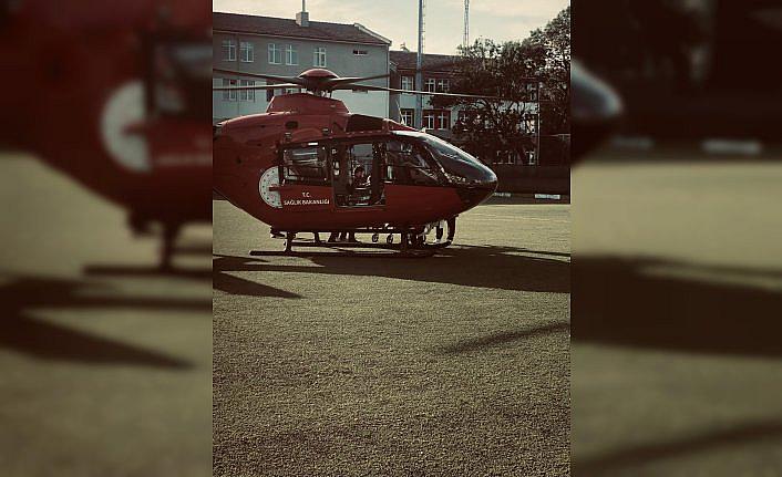 Alaçam'da kalp krizi geçiren kişiye ambulans helikopterle müdahale edildi